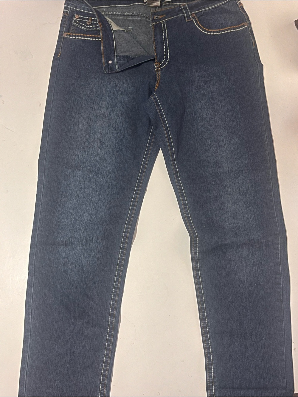 Dark Blue Straight-Leg Jeans